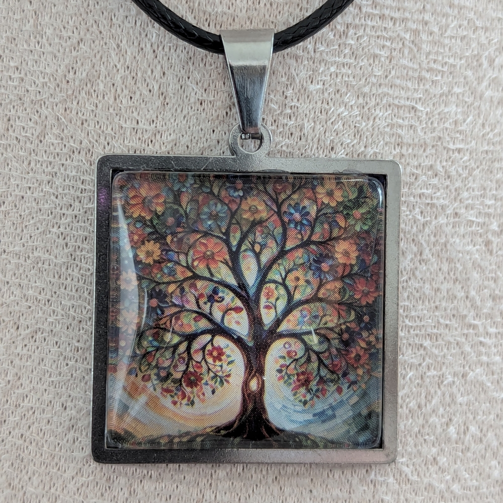 Colorful Tree of Life Pendant Necklace